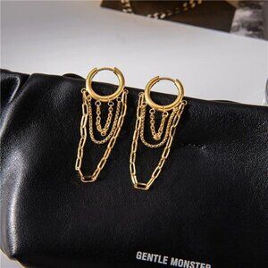 18K Gold-Plated Chain Hoop Earrings
